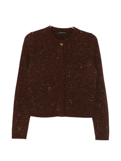 Fabiana Filippi Sequin-embellished Cardigan In Brown