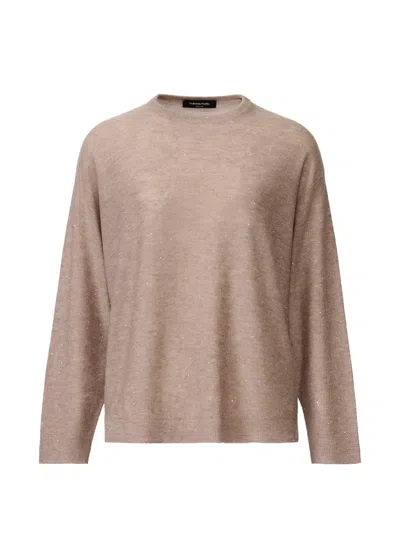 Fabiana Filippi Sequin-embellished Crew-neck Sweater In Neutral