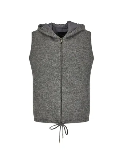 Fabiana Filippi Sequin-embellished Hooded Gilet In Gray