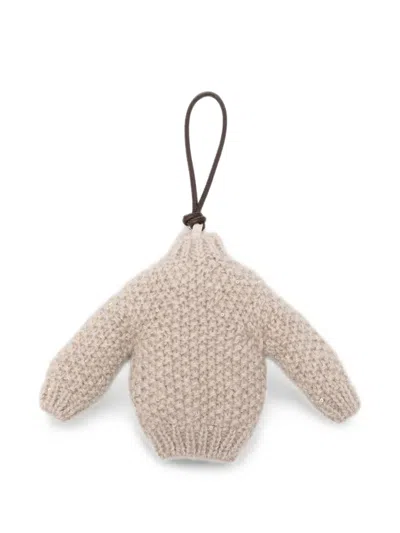 Fabiana Filippi Sequin-embellished Knitted Keyring In Neutral