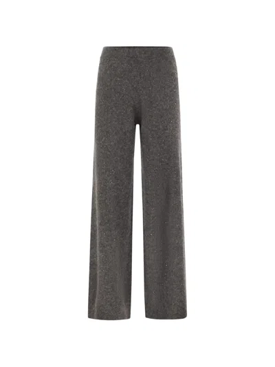 Fabiana Filippi Sequin-embellished Knitted Trousers In Grey