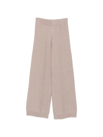 Fabiana Filippi Sequin-embellished Knitted Trousers In Neutral