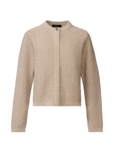 Fabiana Filippi Sequin-embellished Knitted Wool Cardigan In Brown