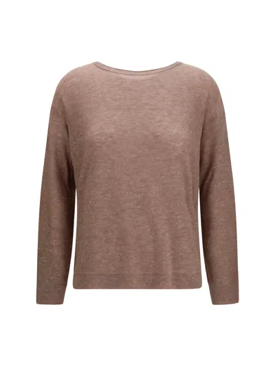 Fabiana Filippi Sequin-embellished Merino Wool Sweater In Brown