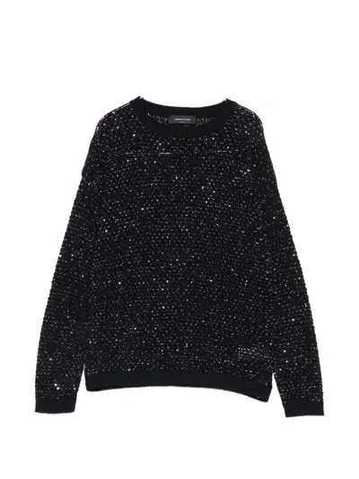 Fabiana Filippi Sequin-embellished Open-knit Sweater In Blue
