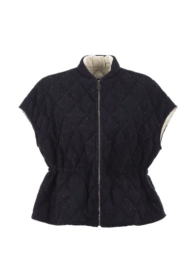 Fabiana Filippi Sequin-embellished Quilted Gilet In Black