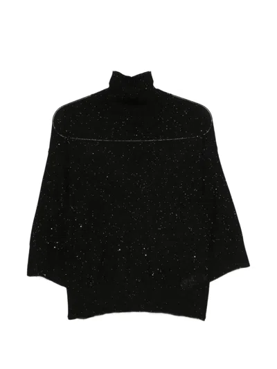 Fabiana Filippi Sequin-embellished Roll-neck Sweater In Black