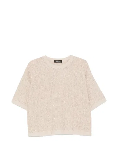 Fabiana Filippi Sequin-embellished Short-sleeve Sweater In Neutral