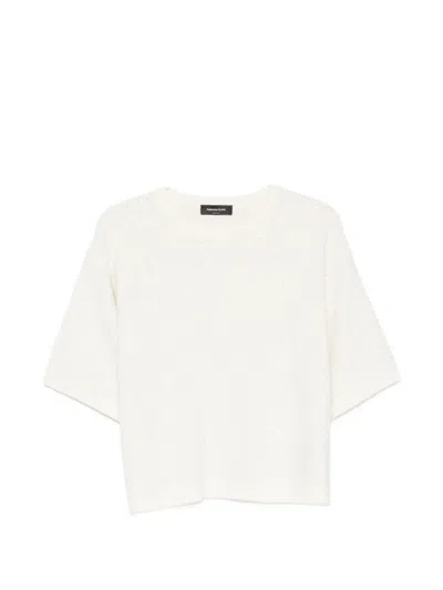 Fabiana Filippi Wool Silk Cashmere Short-sleeve Ribbed-hem Sweater In White