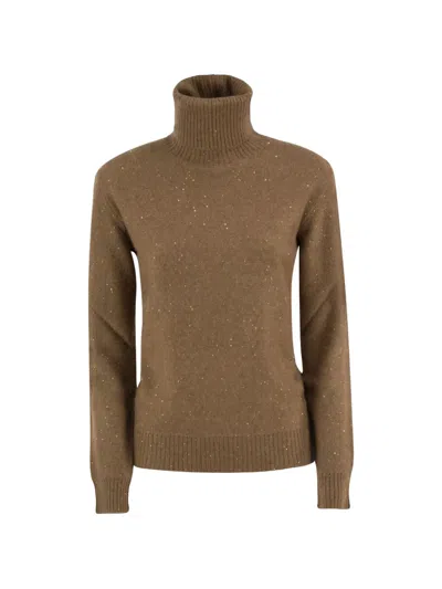 Fabiana Filippi Sequin-embellished Turtleneck Sweater In Brown