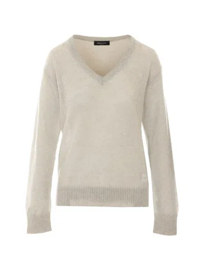Fabiana Filippi Sequin-embellished V-neck Sweater In White