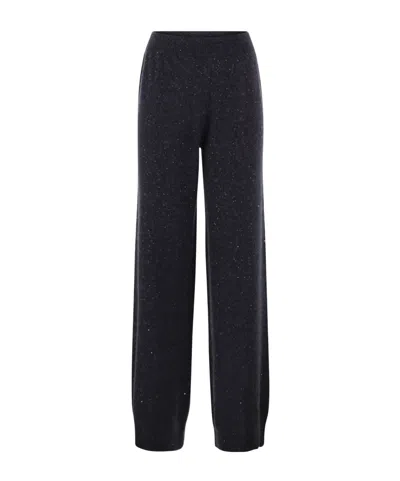 Fabiana Filippi Sequin-knit Casual Trousers In Black