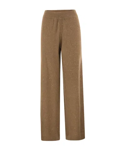 Fabiana Filippi Sequin-knit Casual Trousers In Brown