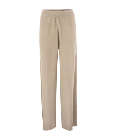 Fabiana Filippi Sequin-knit Casual Trousers In Gray