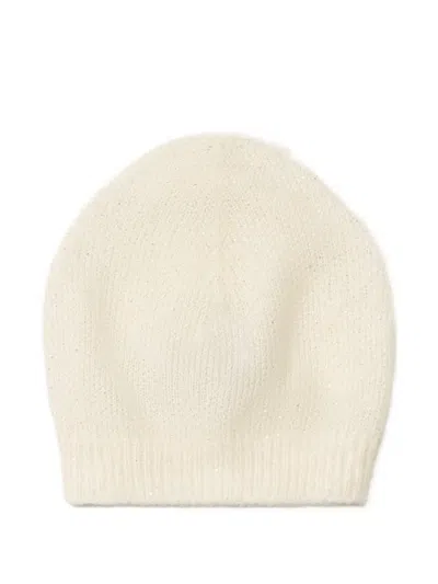 Fabiana Filippi Mohair Cap With Micro Sequins In White