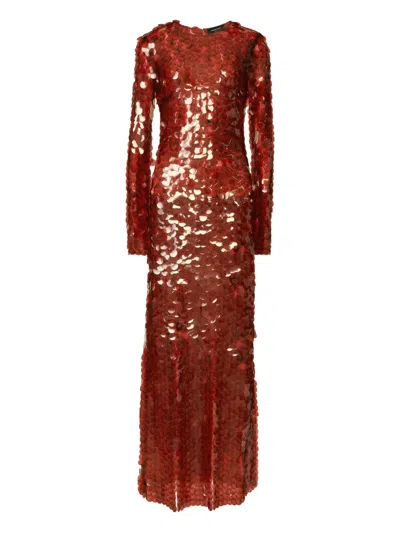 Fabiana Filippi Sequinned Maxi Dress In Burgundy