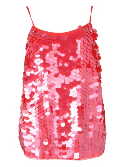 Fabiana Filippi Sequinned Spaghetti-strap Top In Pink