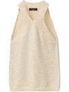 Fabiana Filippi Halterneck Sleeveless Metallic Ribbed Hem Top In Neutrals