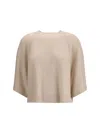 Fabiana Filippi Beige Fleece Wool Sweatshirt In Neutral