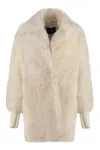 Fabiana Filippi Luxurious Shearling Overcoat With Sequin Embellishments In Nude