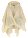 Fabiana Filippi Draped Hooded Cape Textured Pockets In Neutral