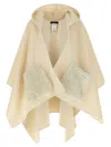 Fabiana Filippi Draped Hooded Cape Textured Pockets In Neutral