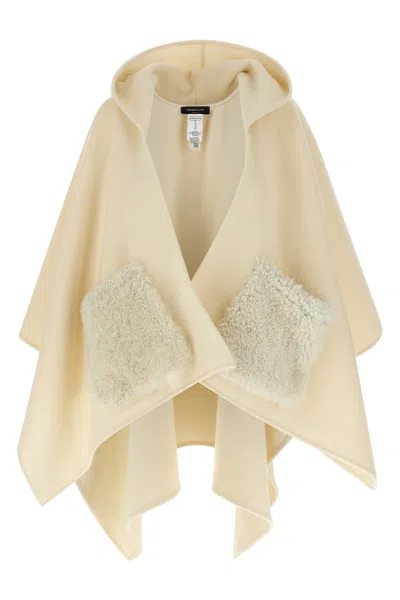Fabiana Filippi Draped Hooded Cape Textured Pockets In Neutral