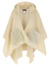 Fabiana Filippi Draped Hooded Cape Textured Pockets In Yellow