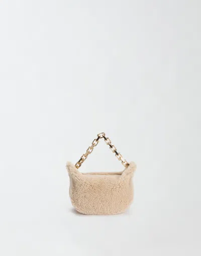 Fabiana Filippi Small Shearling Eyelet Bag In Brown