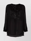 Fabiana Filippi Sheer Embellished Long Sleeve Round Hem In Black