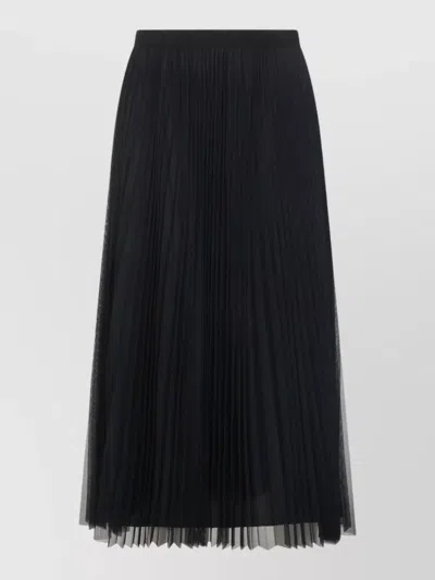 Fabiana Filippi Sheer Midi Skirt Pleats Elastic Waistband In Black