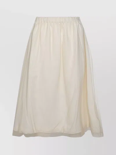 Fabiana Filippi Sheer Overlay Elastic Waistband Midi Skirt In White