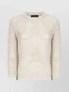 Fabiana Filippi Sheer Perforated Crewneck Knit Sweater In Neutral