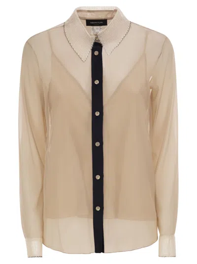 Fabiana Filippi Sheer Shirt With Matching Camisole And Embroidered Details In Neutral