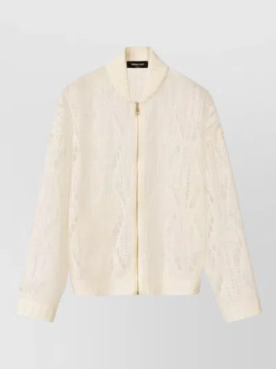 Fabiana Filippi Sheer Silk Blend Jacket Long Sleeves In Neutral