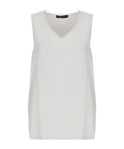 Fabiana Filippi Enver Satin Front Back Top With Filo Diamante Detail In White