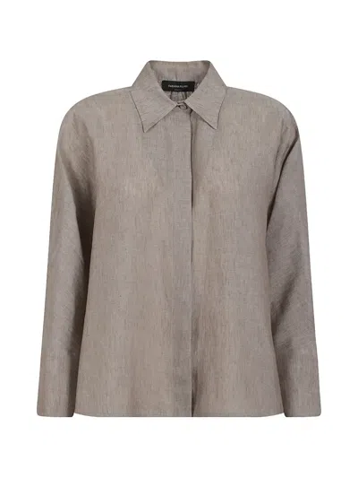 Fabiana Filippi Sheer-panelled Linen Shirt In Brown