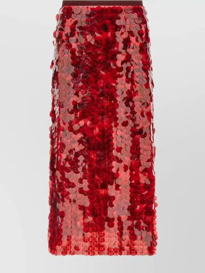 Fabiana Filippi Shimmering Midi Skirt Featuring Sequin Embellishments In Red