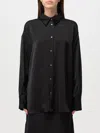 Fabiana Filippi Drop-shoulder Satin Elongated Shirt In Black