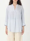 Fabiana Filippi Striped Split-neck Blouse In Hellblau