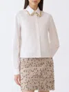 Fabiana Filippi Boxy Poplin Shirt With Stone Embellished Collar In White