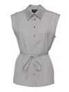 Fabiana Filippi Sleeveless Beaded Open-back Poplin Shirt In Grey
