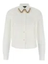 Fabiana Filippi Boxy Poplin Shirt With Stone Embellished Collar In White