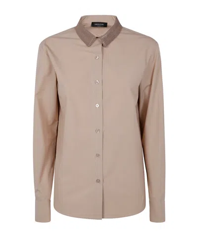 Fabiana Filippi Shirt With Filo Diamante Collar In Brown