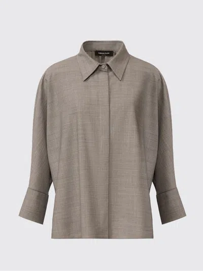 Fabiana Filippi Cropped Shirt In Bistretch Fresco Wool In Gray