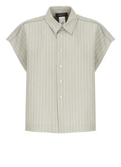 Fabiana Filippi Striped Pattern Cap Sleeves Collar Top In Neutral