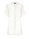 Fabiana Filippi Lightweight White Linen Shirt With V-neck In White