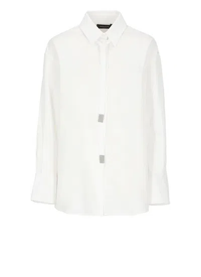 Fabiana Filippi Cotton Shirt With Long Sleeves And Pointed Collar In White