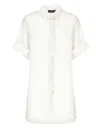 Fabiana Filippi Lightweight White Linen Shirt With V-neck In White