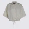 Fabiana Filippi Hem Drawstring Collar Short Sleeve Top In White